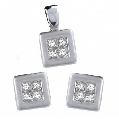 1.25ct Diamond Gold Pendant & Earrings Set