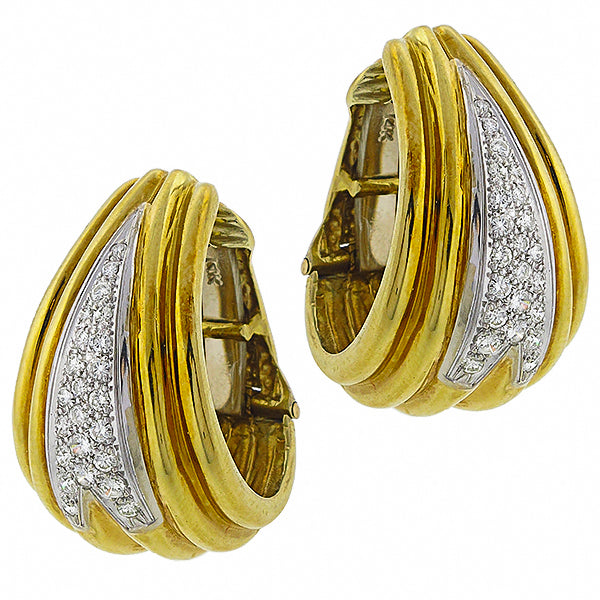 1.25ct Diamond Gold Tapering Huggies  Earrings