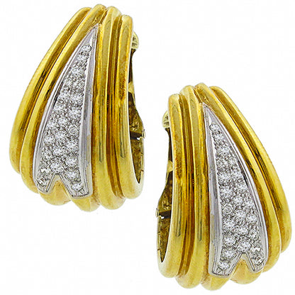 1.25ct Diamond Gold Tapering Huggies  Earrings