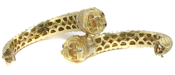 1.25ct Diamond & Ruby Twin Head Lion Bangle