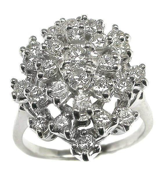 1.30ct  Diamond 18k White Gold Cocktail Ring