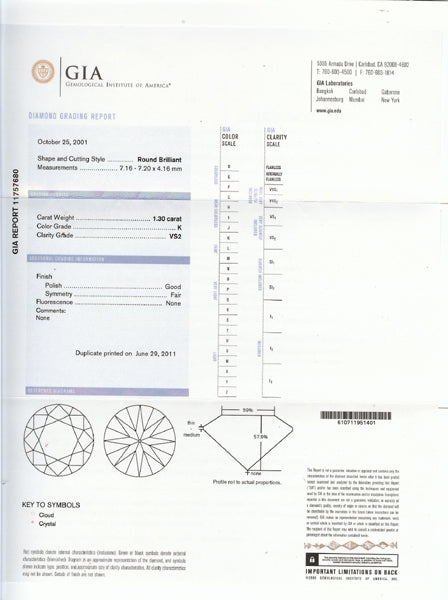 1.30ct Round Diamond Platinum Engagement Ring