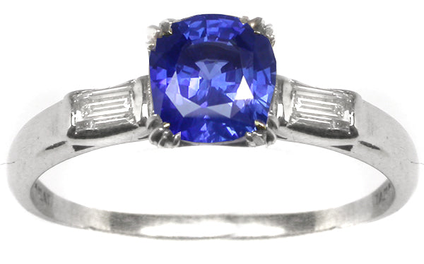 1.32ct Ceylon Sapphire and Diamond Platinum Engagement Ring