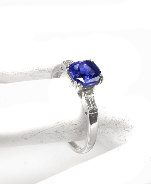 1.32ct Ceylon Sapphire and Diamond Platinum Engagement Ring