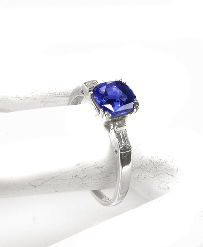 1.32ct Ceylon Sapphire and Diamond Platinum Engagement Ring