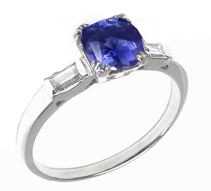 1.32ct Ceylon Sapphire and Diamond Platinum Engagement Ring