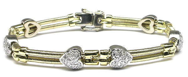 1.35ct Diamond 14k Yellow & White Heart Bracelet