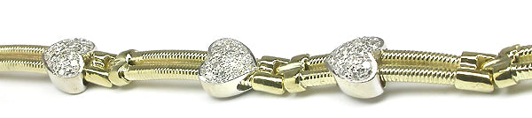 1.35ct Diamond 14k Yellow & White Heart Bracelet