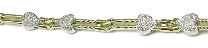1.35ct Diamond 14k Yellow & White Heart Bracelet