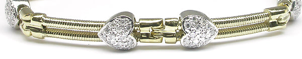 1.35ct Diamond 14k Yellow & White Heart Bracelet