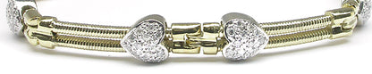 1.35ct Diamond 14k Yellow & White Heart Bracelet
