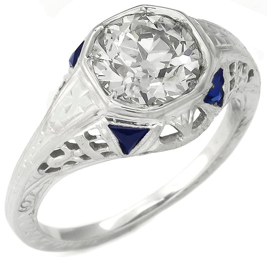 1.39ct EGL Certified F-G SI1 Diamond 14k Gold Engagement Ring