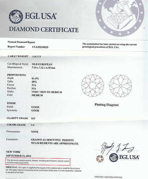 1.41ct Diamond 18k Gold Engagement Ring