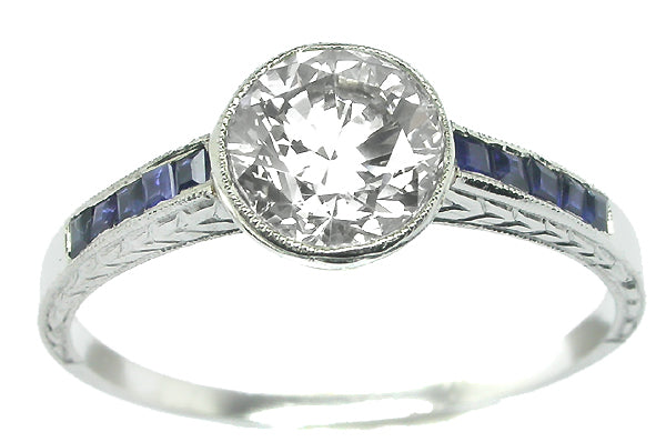 1.41ct Diamond Art Deco Style Platinum Engagement Ring
