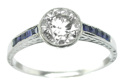 1.41ct Diamond Art Deco Style Platinum Engagement Ring