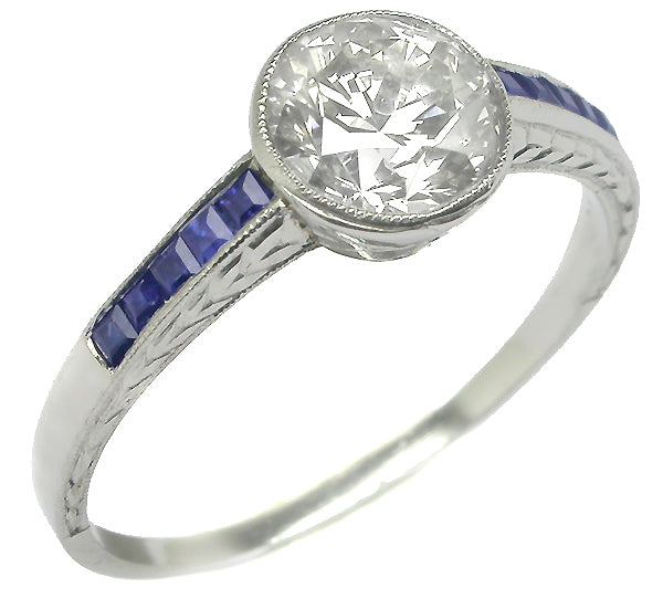 1.41ct Diamond Art Deco Style Platinum Engagement Ring
