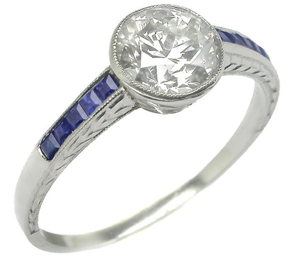 1.41ct Diamond Art Deco Style Platinum Engagement Ring