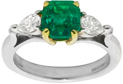 1.45ct Emerald 0.60ct Diamond Platinum Gold Ring