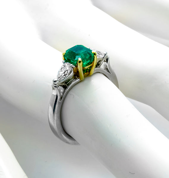 1.45ct Emerald 0.60ct Diamond Platinum Gold Ring