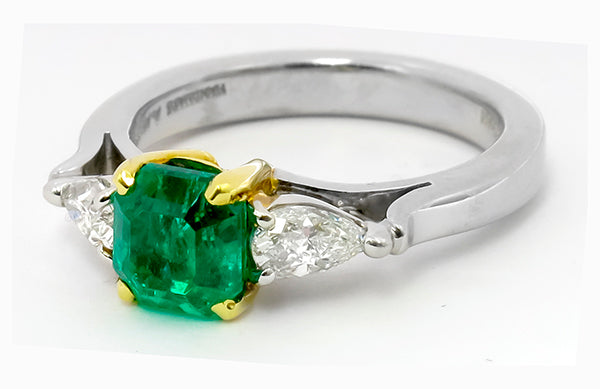 1.45ct Emerald 0.60ct Diamond Platinum Gold Ring