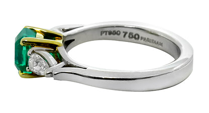 1.45ct Emerald 0.60ct Diamond Platinum Gold Ring