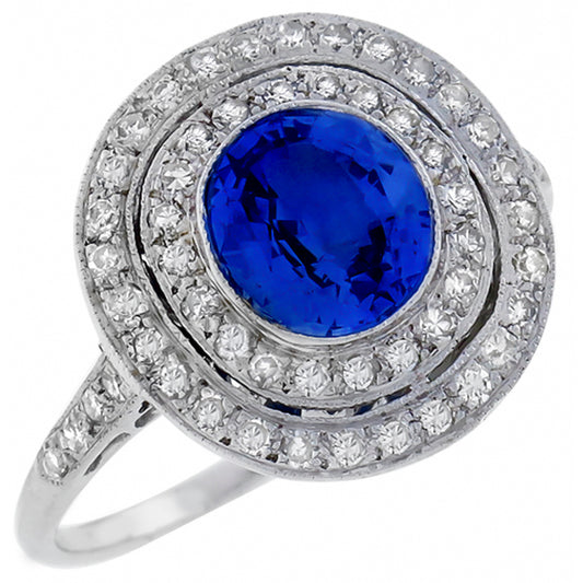1.48ct Sapphire 0.40ct Diamond  Gold Ring