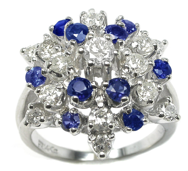 14k White Gold Sapphire and Diamond Star Ring