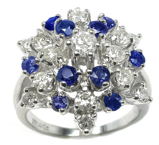 14k White Gold Sapphire and Diamond Star Ring