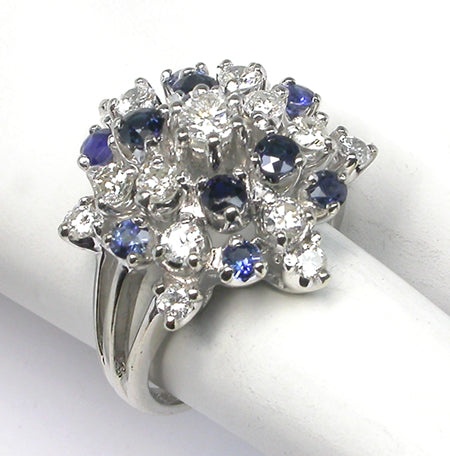 14k White Gold Sapphire and Diamond Star Ring