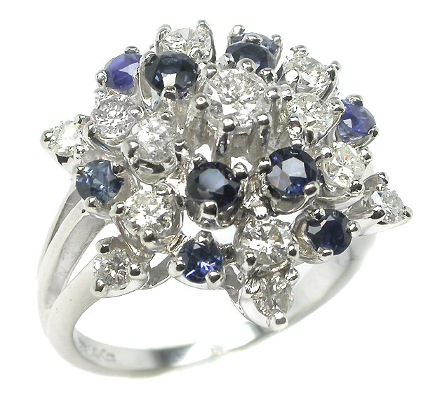 14k White Gold Sapphire and Diamond Star Ring