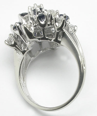 14k White Gold Sapphire and Diamond Star Ring