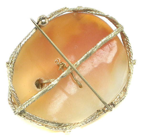 14k Yellow Gold Diamond Victorian Cameo Pin