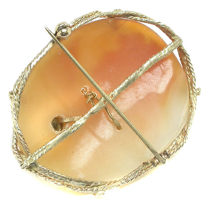 14k Yellow Gold Diamond Victorian Cameo Pin