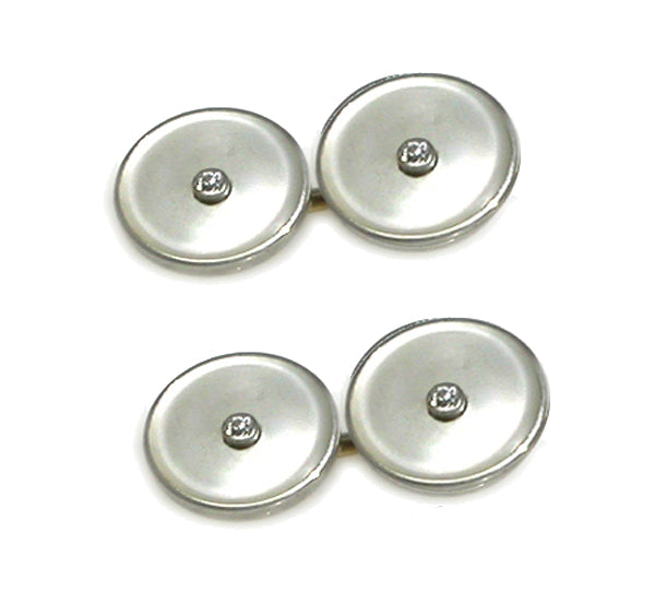14k Yellow & White  Gold Diamond Mother of Pearl Cufflinks