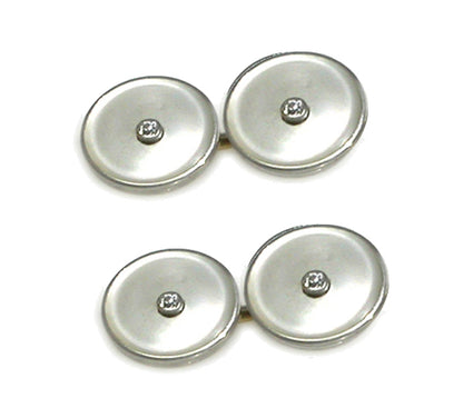 14k Yellow & White  Gold Diamond Mother of Pearl Cufflinks
