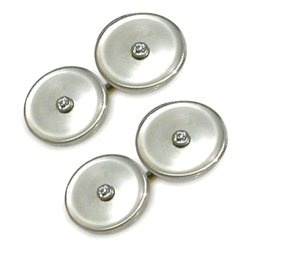 14k Yellow & White  Gold Diamond Mother of Pearl Cufflinks