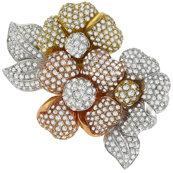 15.00ct Diamond Gold Floral Pin