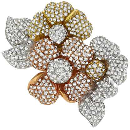 15.00ct Diamond Gold Floral Pin