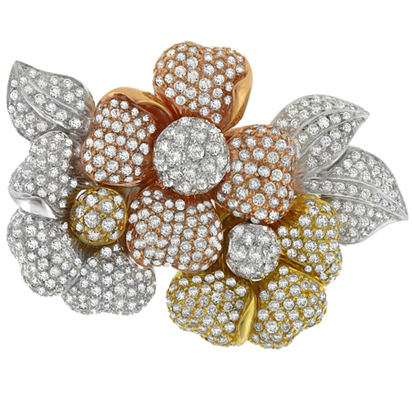 15.00ct Diamond Gold Floral Pin