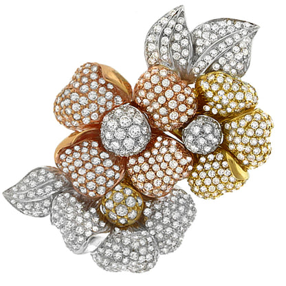 15.00ct Diamond Gold Floral Pin