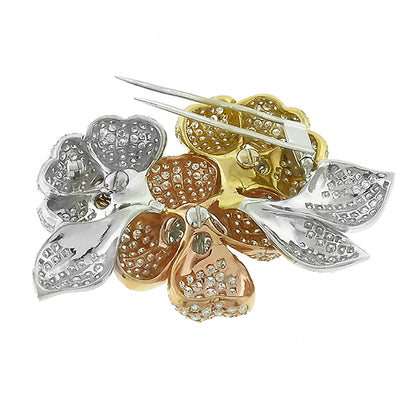 15.00ct Diamond Gold Floral Pin