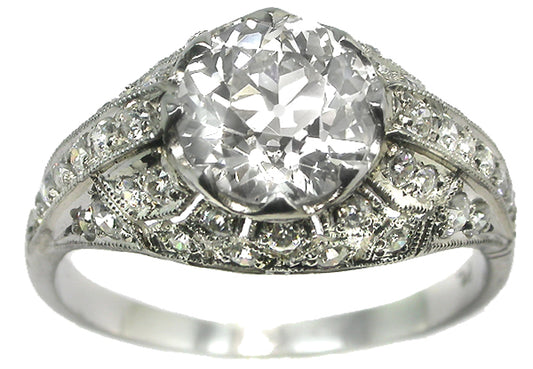 1.50ct Diamond Antique Platinum Engagement Ring