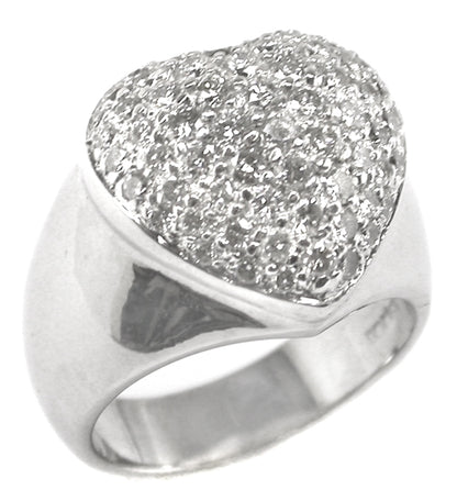 1.50ct Diamond Cluster 18k White Gold Heart Ring