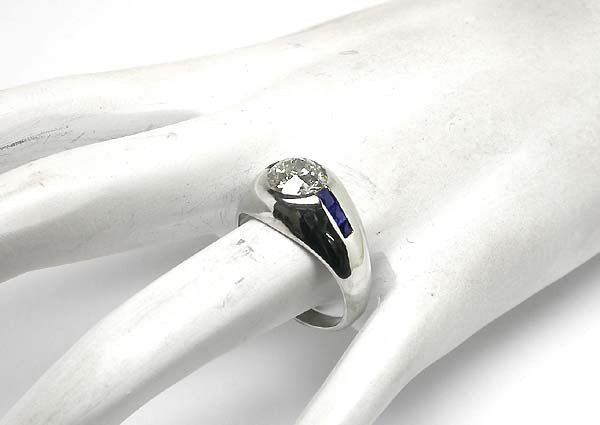 1.50ct Diamond & Sapphire Platinum Mens Ring