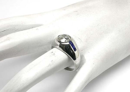 1.50ct Diamond & Sapphire Platinum Mens Ring
