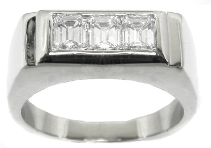 1.50ct Emerald Cut  Diamond 14k White Gold Men's Ring