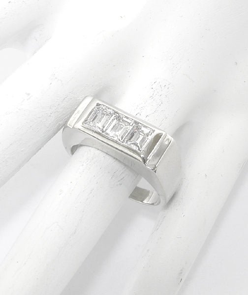 1.50ct Emerald Cut  Diamond 14k White Gold Men's Ring