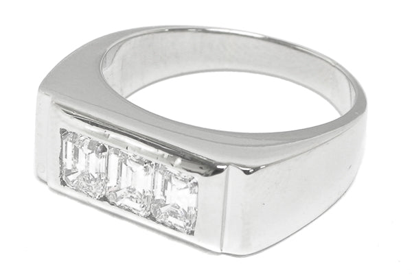 1.50ct Emerald Cut  Diamond 14k White Gold Men's Ring