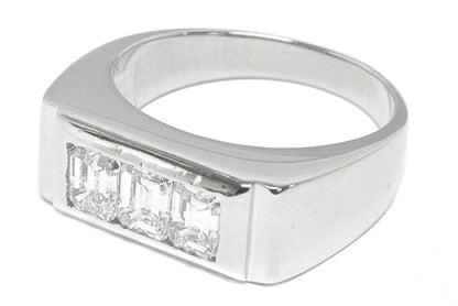 1.50ct Emerald Cut  Diamond 14k White Gold Men's Ring