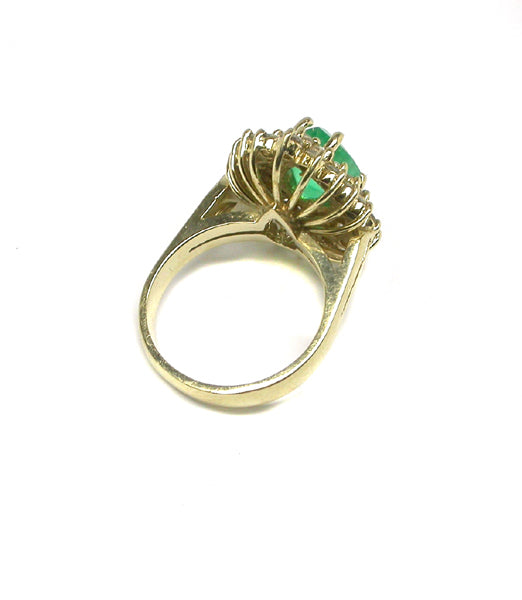 1.50ct Pear Cut Emerald Diamond 14k Yellow Gold Ring